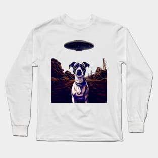 UFOs: My Dog Thinks UFOs Are Real on a light (Knocked Out) background Long Sleeve T-Shirt